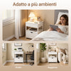 SoBuy FRG258-II-W Bedroom Bedside Table - Bedside Table with 2 Drawers and 1 Shelf, Living Room Coffee Table - Modern Chest of Drawers L45 x D38 x H55 cm White