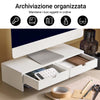 SoBuy Podpora za monitor PC Desk Organizator Desk Relzo White Monitor z 2 predali BBF02-W