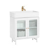 SoBuy Mobilni subavabo s steklenimi vrati mobilna omara Mobile Sublavabo White 60x30x58cm BZR115-W