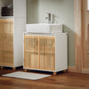 SoBuy Omara Sottolavabo z dvema bambusovih vratih osnovna kopalniška omara brez belega umivalnika 60x33x60cm BZR125-W
