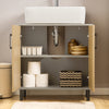SoBuy Sottolavabo Mobile z 2 vrati kopalniška omara omara siva in naravno umivalnik 60x30x60,5cm BZR133-Reg