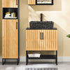 SoBuy Mobilni subavabo kopalnica 60 cm prostora za varčevanje z bambusovimi vrati in kovinskimi nogami sodobna omarica pod kopalniškim umivalnikom BZR202-SCH