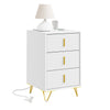 SoBuy FBT115-L-W Bedroom Bedside Table - Bedside Table with 3 Drawers, Living Room Coffee Table - Modern Chest of Drawers L40 x D40 x H63 cm White