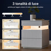 SoBuy FBT167-E-W posteljna miza s 3 predali, 2 stranski plošči v akrilni in LED luči, 3 nastavljive barve, moderna posteljna miza za spalnico in dnevno sobo, L41 × P40 × A52 cm, bela