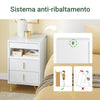 SoBuy FBT168-W posteljna miza, posteljna miza s 3 predali in policami, sodobna miza za spalnico in dnevno sobo, beli L40 x p40 x a63 cm