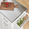 SoBuy FKW128-ST Island Kitchen na kolesih z razširljivo delovno površino, varčevanje omare, kuhinjski voziček s kolesi, z dvema predaloma in nastavljivo polico 130 x 46/71 x 91cm bela
