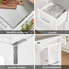 SoBuy FKW128-ST Island Kitchen na kolesih z razširljivo delovno površino, varčevanje omare, kuhinjski voziček s kolesi, z dvema predaloma in nastavljivo polico 130 x 46/71 x 91cm bela