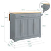 SoBuy FKW129-HG, Kitchen island with folding top and hidden wheels 115x68.7x91 cm | Kitchen trolley with 2 drawers, adjustable shelves and towel rail, 98 kg, MDF/PB, for kitchen and terrace