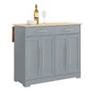 SoBuy FKW129-HG, Kitchen island with folding top and hidden wheels 115x68.7x91 cm | Kitchen trolley with 2 drawers, adjustable shelves and towel rail, 98 kg, MDF/PB, for kitchen and terrace