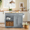 SoBuy FKW129-HG, Kitchen island with folding top and hidden wheels 115x68.7x91 cm | Kitchen trolley with 2 drawers, adjustable shelves and towel rail, 98 kg, MDF/PB, for kitchen and terrace