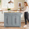 SoBuy FKW129-HG, Kitchen island with folding top and hidden wheels 115x68.7x91 cm | Kitchen trolley with 2 drawers, adjustable shelves and towel rail, 98 kg, MDF/PB, for kitchen and terrace