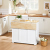 SoBuy Kuhinjski voziček FKW129 WW s kolesi, kuhinjski otok z iztegnjeno leseno delovno ploščo, 2 predala in nastavljive police Mobilno vesoljsko pohištvo, White, L113 x P91 x H (44-69)