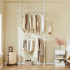 SoBuy Teleskopsko stojalo za plašče FRG109-II-W, robustno stojalo za oblačila s palicami, nastavljiva odprta omara za spalnico, belo stojalo za oblačila