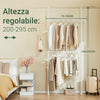 SoBuy Teleskopsko stojalo za plašče FRG109-II-W, robustno stojalo za oblačila s palicami, nastavljiva odprta omara za spalnico, belo stojalo za oblačila
