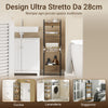 SoBuy FRG226-F Prostorsko varčna kopalniška omarica s 3 robustnimi policami - ozka kopalniška omarica iz MDF do 30 kg, kopalniška omarica v barvi lesa za majhne kopalnice 28x20x74 cm