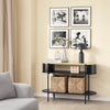 SoBuy Konzola vhodna miza miza konzola Spotzio v lahkem lesu in črni kovini, sodobno vhodno pohištvo s policami, industrijski slog za hodnik, dnevno sobo ali pisarno 110 × 39 × 76 cm FSB102-Shch