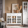SoBuy Kuhinjska kuhinjska omara kuhinja s steklenimi vrati verovanje beli bife119x40x90cm fsb77-w