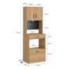 SoBuy FSB98-E-WG, Kitchen sideboard with 2 sockets and 2 USB ports 60 x 40 x 170 cm | Microwave kitchen cabinet with coffee corner, equipped with magnetic lamp with sensor, in PB and MDF (E1)