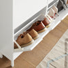 SoBuy Scarp s 4 predelki, bela barva. Dimenzije: približno 100 x 19 x 91 cm FSR100-W
