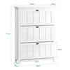 SoBuy Scarpiera s 3 loputami in 6 polic z dodatnim predelkom črno distamarno bela bela deska 80x30x11cm FSR162-W