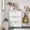 SoBuy Scarpiera s 3 loputami in 6 polic z dodatnim predelkom črno distamarno bela bela deska 80x30x11cm FSR162-W