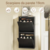 SoBuy FSR204-W SlimPazio Slim Slagle vhod z 2 Basculante Athibles, navpični/vodoravni sklop, sodobni lesni mobilni telefon za mali Coridio, 50x19x100cm