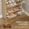 SoBuy FSR212-N, Entrance Shoe Rack - Space-saving Slim Wooden Shoe Rack, Large Capacity for Shoes up to Size 47, Modern Nordic Design, Ideal for Corridor, Entrance, Family, Wood, 60x24x95cm