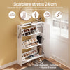 SoBuy FSR220-W, Space-saving Shoe Rack 24 cm Nordic Design Entrance | Shoe rack with flap door, capacity 12 pairs + 3 lateral ones, ideal for corridors and small spaces