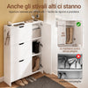 SoBuy FSR220-W, Space-saving Shoe Rack 24 cm Nordic Design Entrance | Shoe rack with flap door, capacity 12 pairs + 3 lateral ones, ideal for corridors and small spaces