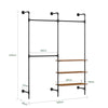 SoBuy KLS18-SH SHOP ABBITTIBITS INDUSTRIJSKEGA ZADNJA, FIKSNI TUBOLA RACK s 3 policami Barra in 3 MDF, Glava odprta prihod Glava Shranjevanje, Industrial Black