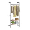 SoBuy KLS20-SCH, Stensko obešalo za plašče z 2 policama iz MDF, Prostorsko stojalo za oblačila s kapaciteto 45 kg, Garderobna omara za spalnico in vhod, 91,5 x 48 x 220 cm, industrijska črna