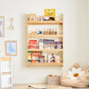 SoBuy KMB08-N Otroška knjižna polica, otroška knjižna polica, 4-nadstropno stojalo za shranjevanje knjig, stenska knjižna polica, enota za shranjevanje igrač za otroško sobo ali igralnico, pohištvo za otroške spalnice, naravno 80x12x118 cm