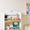 SoBuy KMB121-WN, Knjižna omara Montessori za otroke Otroško stojalo za knjige s 4 policami Navpična knjižna omara za igrače za dekliško spalnico Bela in naravna 60x15x130,5 cm