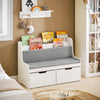 SoBuy Otroška klop s škatlo za shranjevanje s knjigarnami s klopi za kolesa za čevlje z blazino belega sedeža 100x45x70cm kmb66-w