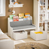 SoBuy Otroška klop s škatlo za shranjevanje s knjigarnami s klopi za kolesa za čevlje z blazino belega sedeža 100x45x70cm kmb66-w