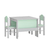 SoBuy Otroška miza z 2 stoli, mizo in 2 otroški stoli, otroška miza z dvema stranskima policama za svetlo sive in zelene knjige, KMB88-HG