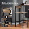 SoBuy Nastavite 3 namizne kose z 2 mobilnim stolčkom v industrijskem slogu, L60*P60*A97cm, OGT27-N Wood