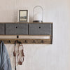SoBuy Stenski obešalnik s 3 košara in 7 kljukic polica stenska enota vintage garderoba 100x20x30cm fhk26-n