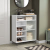 SoBuy Credna z drsnimi vrati v steklu, predali, kuhinjska omarica, vhodni čevelj, bela, 70x33x90cm FSB61-W