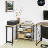 SoBuy Kavna miza z namiznimi kolesi v obliki črke LA z dvema policama, industrijski slog Angle Desk Console, L133XP69XA30CM, FWT83-N