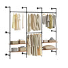 SoBuy KLS20-SCH, Stensko obešalo za plašče z 2 policama iz MDF, Prostorsko stojalo za oblačila s kapaciteto 45 kg, Garderobna omara za spalnico in vhod, 91,5 x 48 x 220 cm, industrijska črna