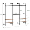 SoBuy KLS20-SCH, Stensko obešalo za plašče z 2 policama iz MDF, Prostorsko stojalo za oblačila s kapaciteto 45 kg, Garderobna omara za spalnico in vhod, 91,5 x 48 x 220 cm, industrijska črna