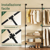 SoBuy KLS20-SCH, Stensko obešalo za plašče z 2 policama iz MDF, Prostorsko stojalo za oblačila s kapaciteto 45 kg, Garderobna omara za spalnico in vhod, 91,5 x 48 x 220 cm, industrijska črna
