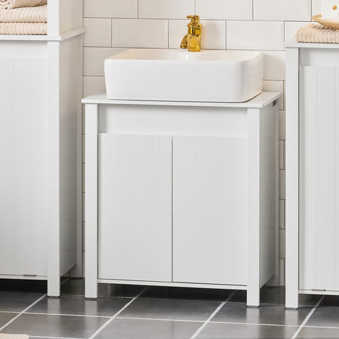 SoBuy Mobilna omara za kopalniške omare za umivalnik bela kopalnica 60x34x65,5cm BZR101-W
