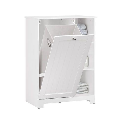 SoBuy Vrata v kopalnici s košarico s košarico s kopalniško omaro z belim držalo belo 60x37x86cm BZR105-W