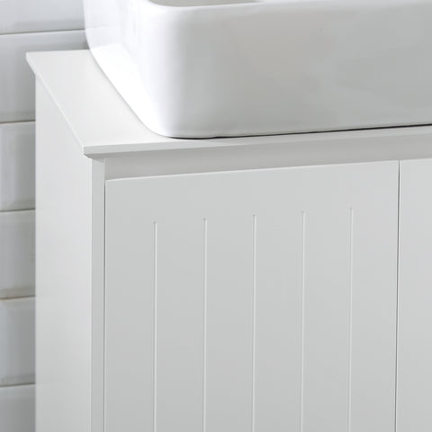 SoBuy Mobilna podlaga za kopalniške omare za umivalnik z 2 belimi vrati 60x30x60cm BZR108-W