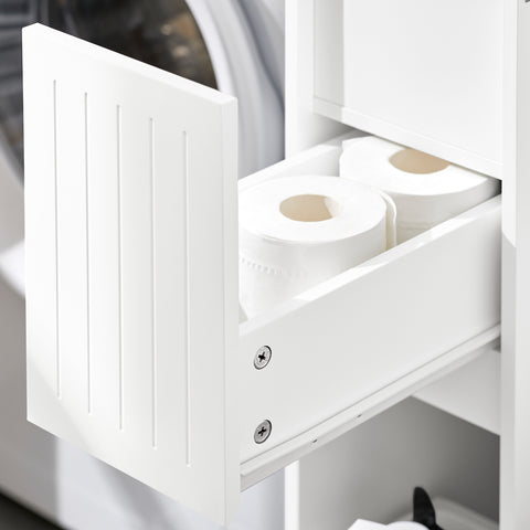 SoBuy Tarrelska soba za varčevanje s policami niša 20 cm z organizatorjem koles organizator kopalnica kopalniška omara za mobilne kopalnice beli toaletni papir 20x60x75cm BZR111-W