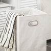 SoBuy Stolpec omara z visoko mobilno varčno kopalnico z belo zložljivo vrečko bela l40xp38xa170 cm bzr124-w