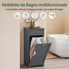 SoBuy BZR21-DG Prostorsko varčna kopalniška omarica s predalom in odstranljivo košaro za perilo - Ozka navpična omarica za majhno kopalnico ali pralnico - Kopalniška omarica iz sivega MDF, Š40×G38×V90 cm