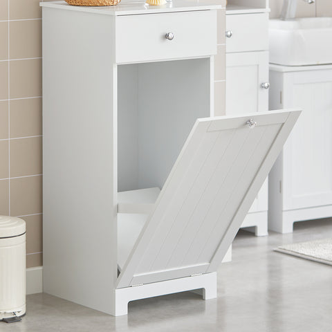 SoBuy Vrata za pranje kopalnic s predalom in košarico za perilo Sporca L40*P38*A90cm, bela, BZR21-W